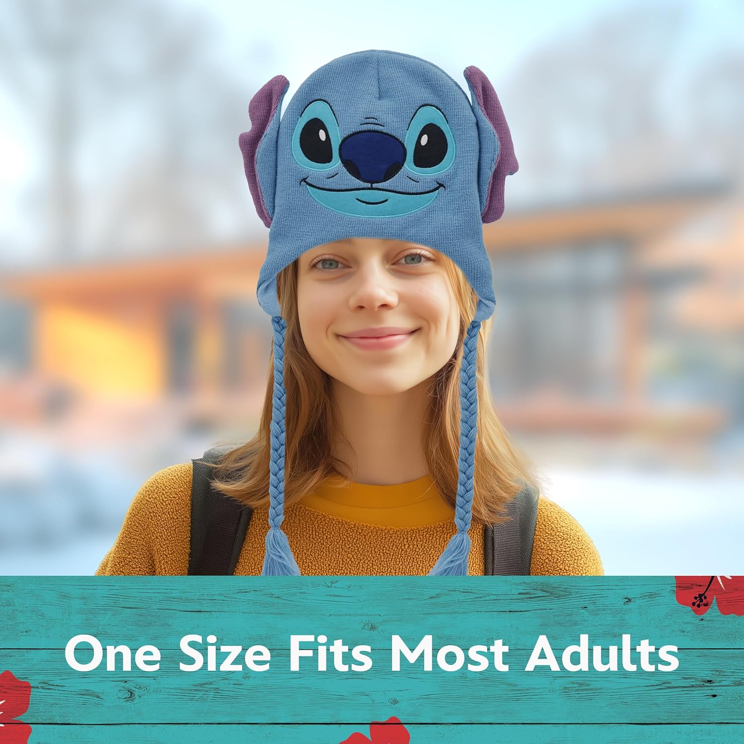 Disney Lilo and Stitch Blue Winter Beanie with Tassels 1