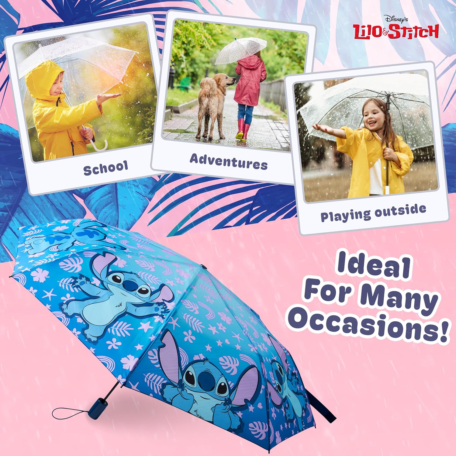 Disney Automatic Umbrella - Compact Lightweight Folding Travel Umbrella
