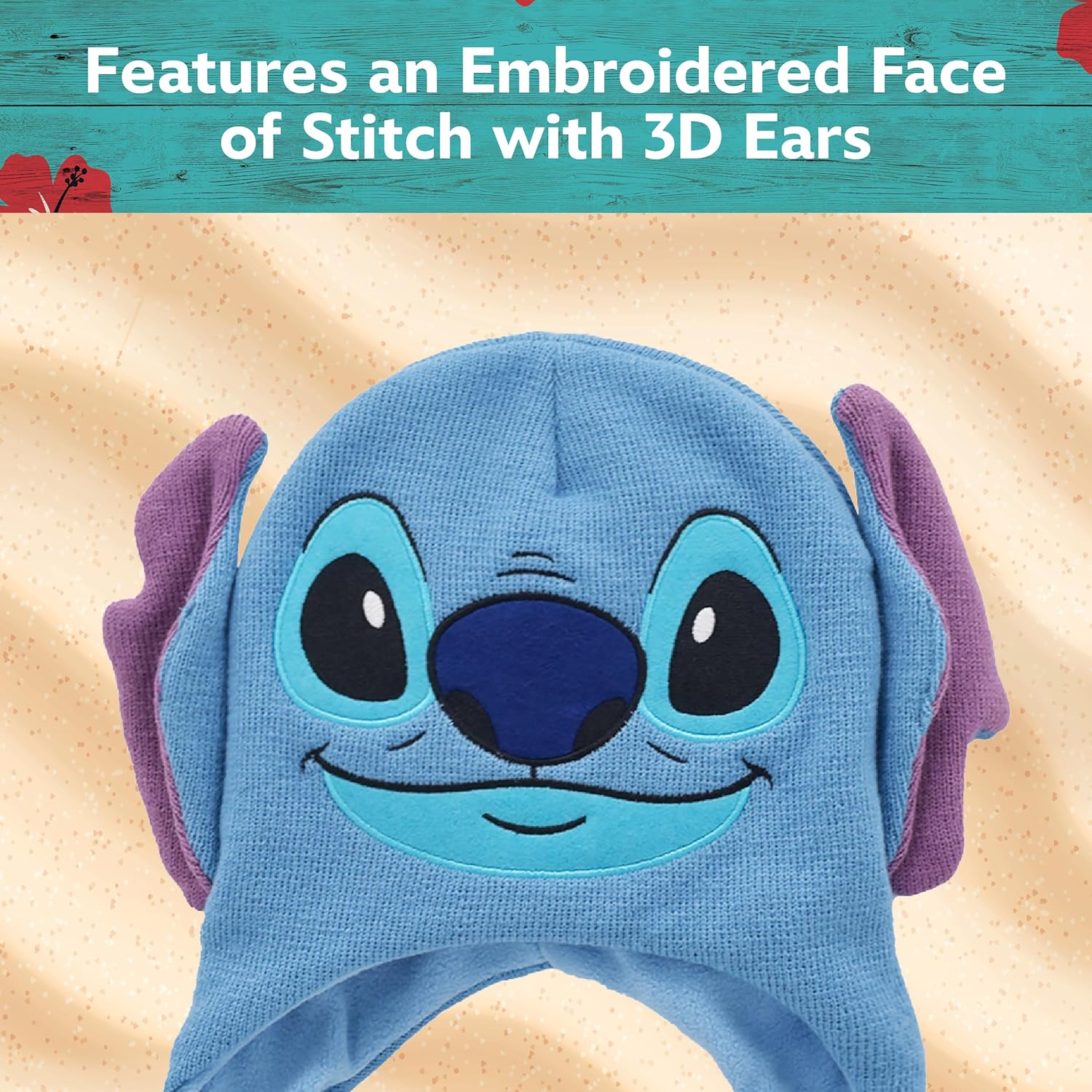 Disney Lilo and Stitch Blue Winter Beanie with Tassels 1