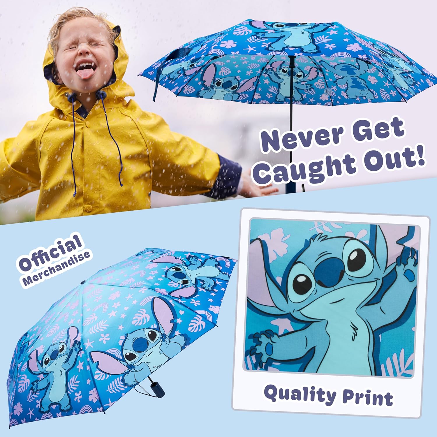 Disney Automatic Umbrella - Compact Lightweight Folding Travel Umbrella