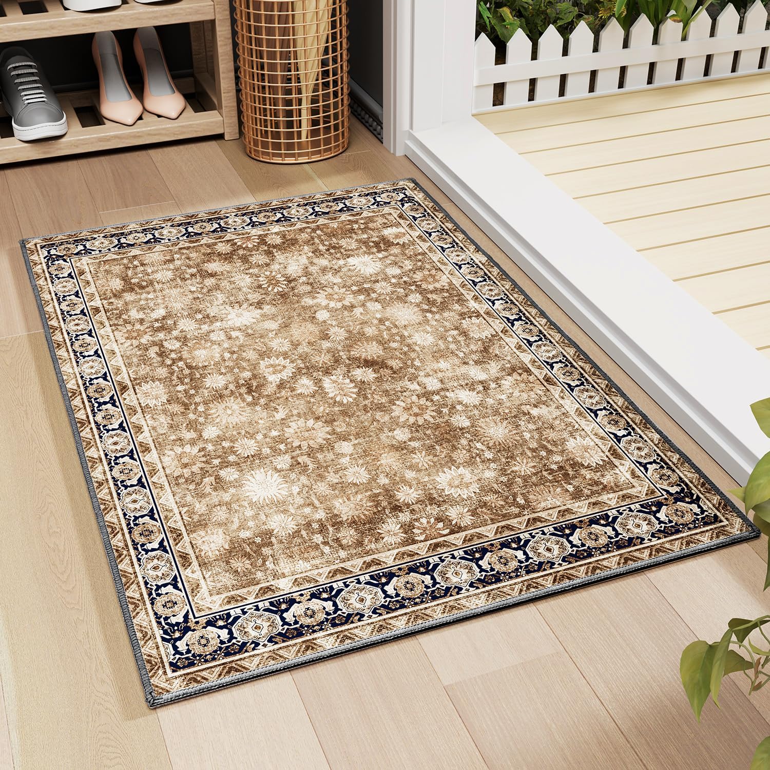 Hargiis Area Rug Bohemian Runner with Non-Slip TPE Backing