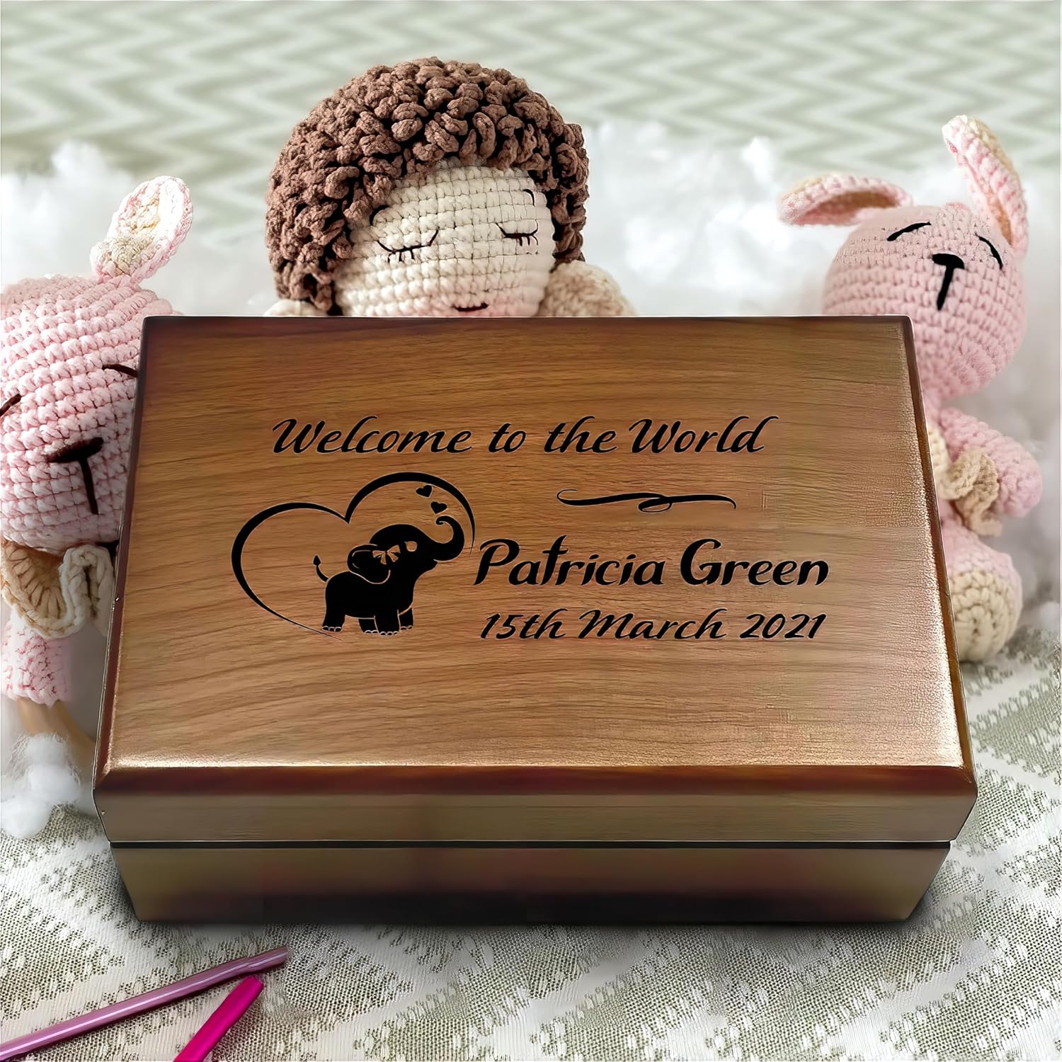 Premium Walnut Baby Keepsake Box with Custom Engraving