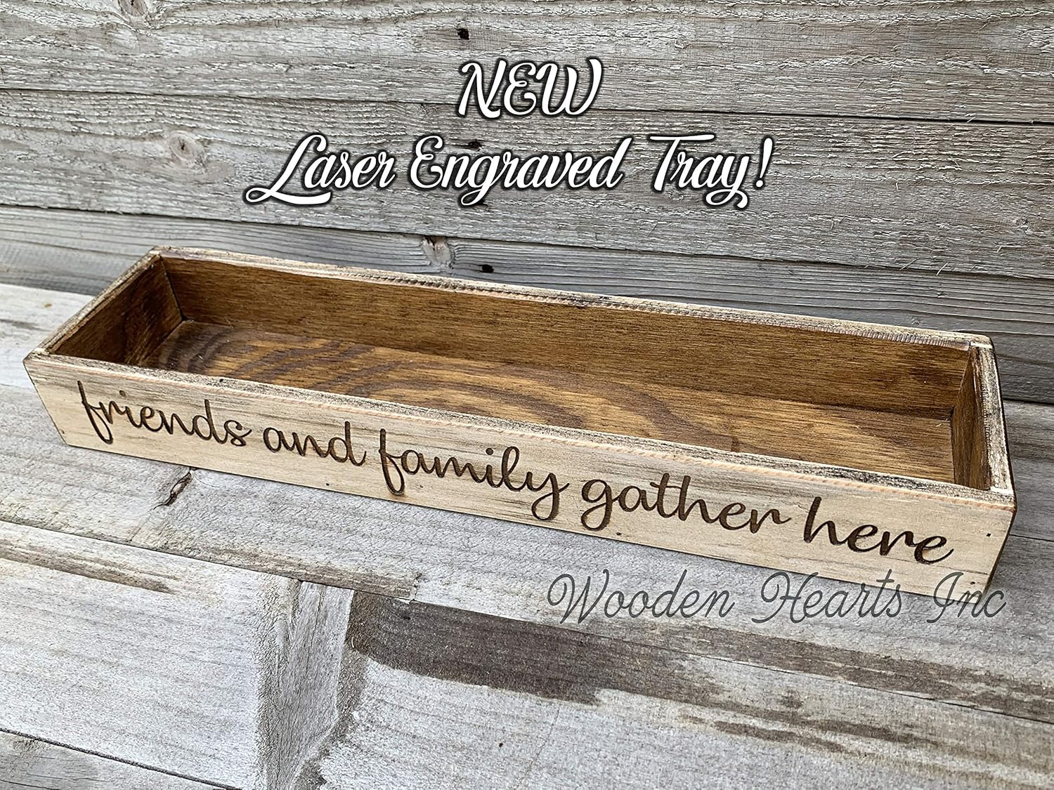 Wood Tray Engraved with 5 Painted Quart or Pint Jars
